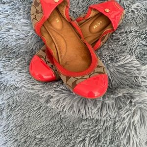 Coach shoes tan/ brown with orange toe